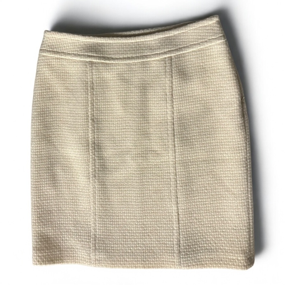 LECOMTE Wool Mini Pencil Skirt in Ivory